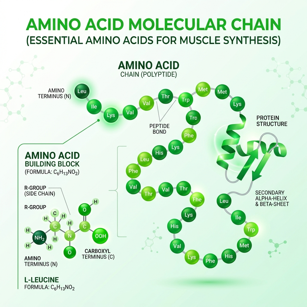 Essential amino acid molecular chain diagram